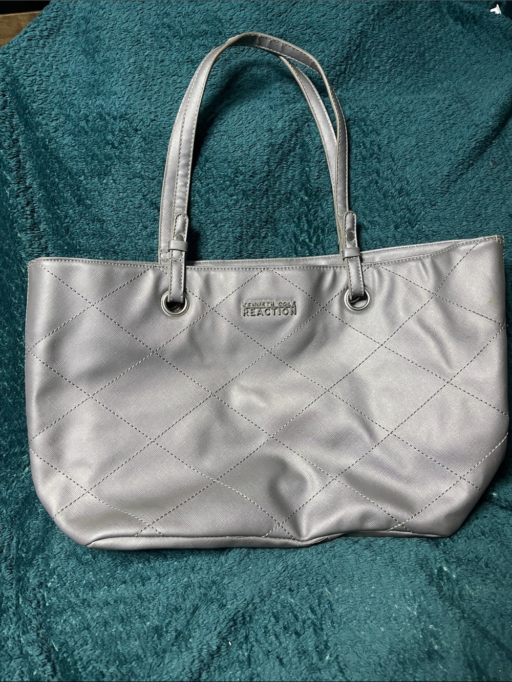Kenneth Cole Reaction Metallic Silver Quilted Tote